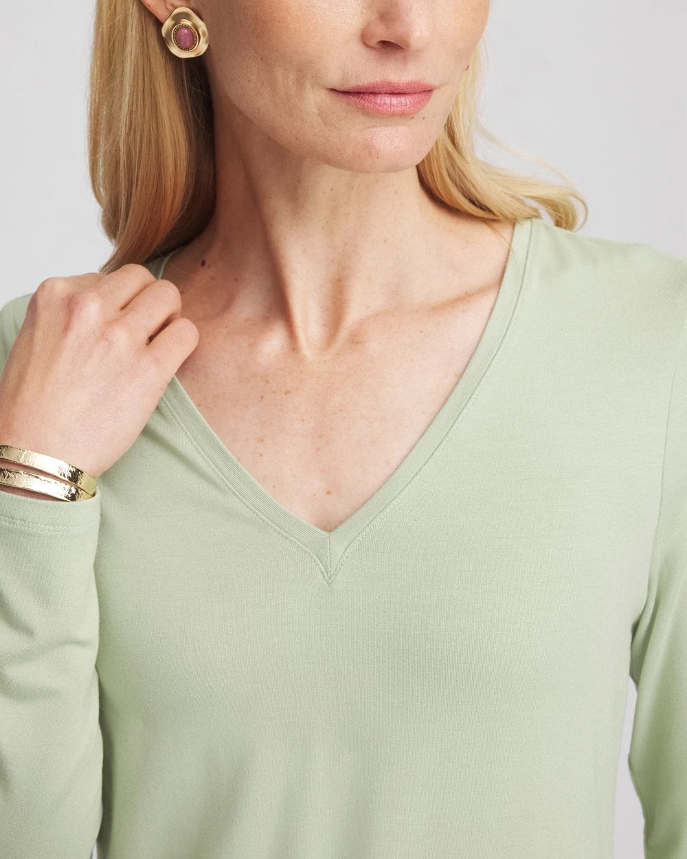 Sage Meadow Touch of Cool™ V-Neck Layering Tee
