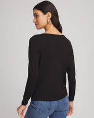 Black Embellished Cowlneck Dolman Tee