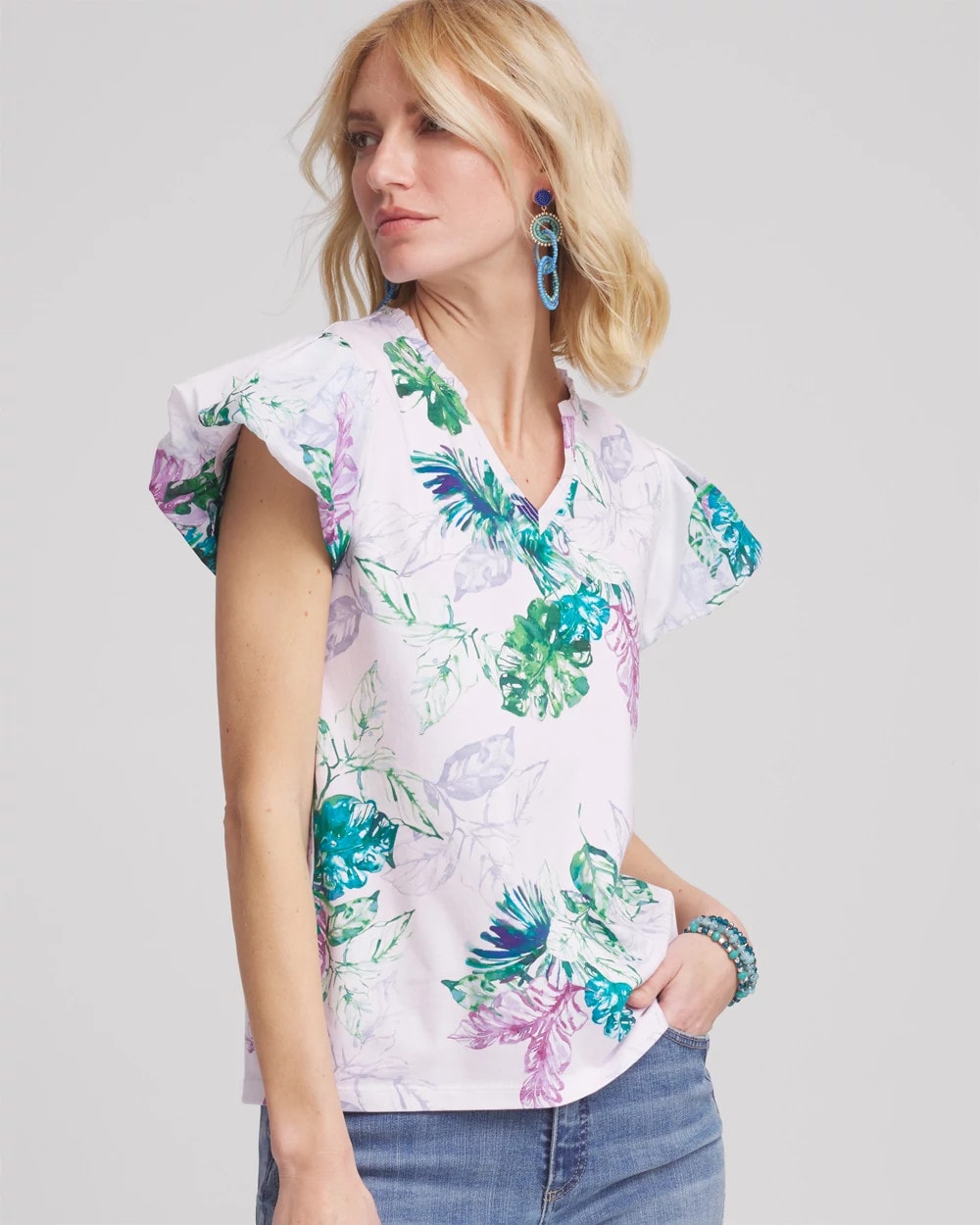 Gentle Lavender Notch Neck Cap Sleeve Tee