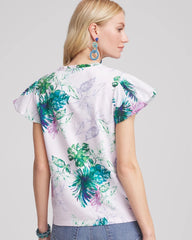 Gentle Lavender Notch Neck Cap Sleeve Tee