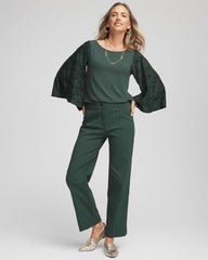 Darkest Spruce Touch of Cool™ Burnout Angel-Sleeved Top