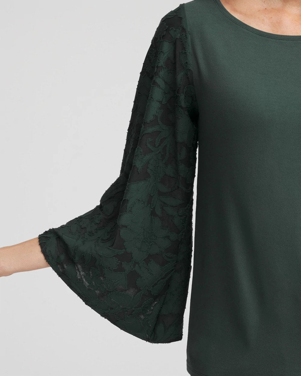 Darkest Spruce Touch of Cool™ Burnout Angel-Sleeved Top