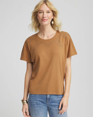 Burnt Sienna Studded Tapered Dolman Top