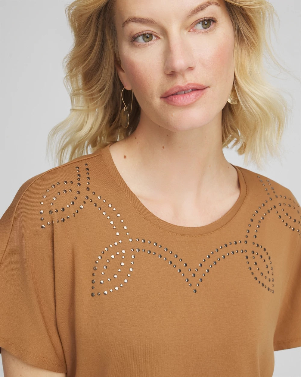 Burnt Sienna Studded Tapered Dolman Top