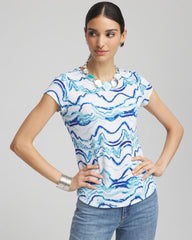Alabaster Ocean Waves Cap Sleeve Dolman Tee