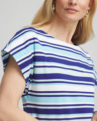 Paradiso Blue Stripe Modern Cap Sleeve Tee