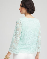 Teal Waters Scalloped Hem Lace Top