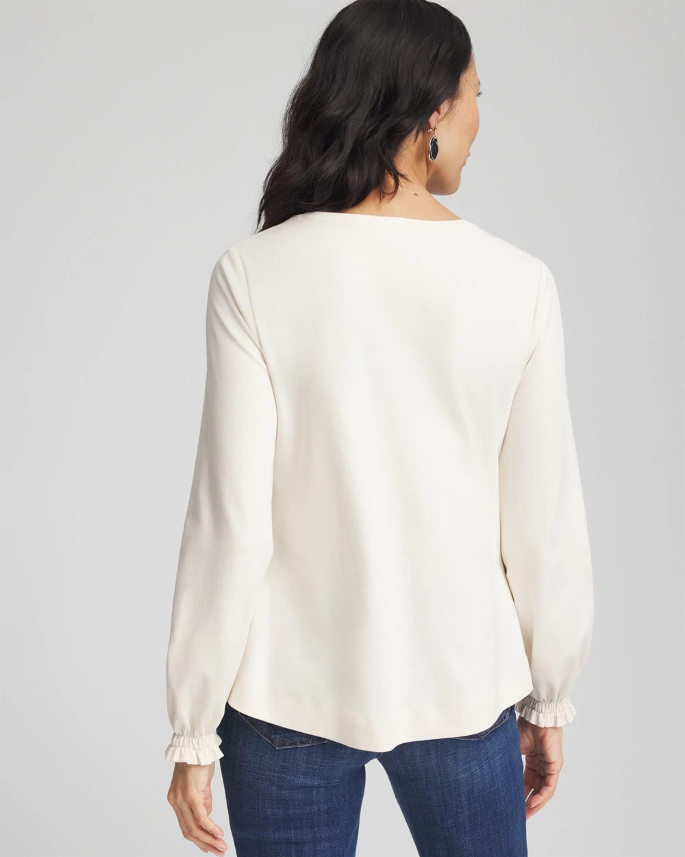 English Cream Embellished Long-sleeve Top
