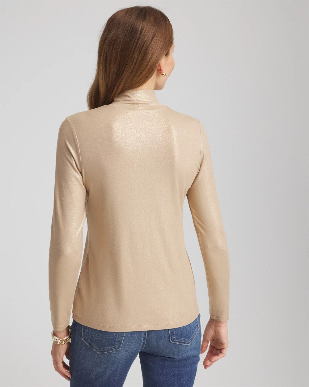 Champagne Fizz Touch of Cool™ Foil Mock Neck Layering Tee