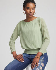 Sage Meadow Touch of Cool™ Textured Banded-Hem Top