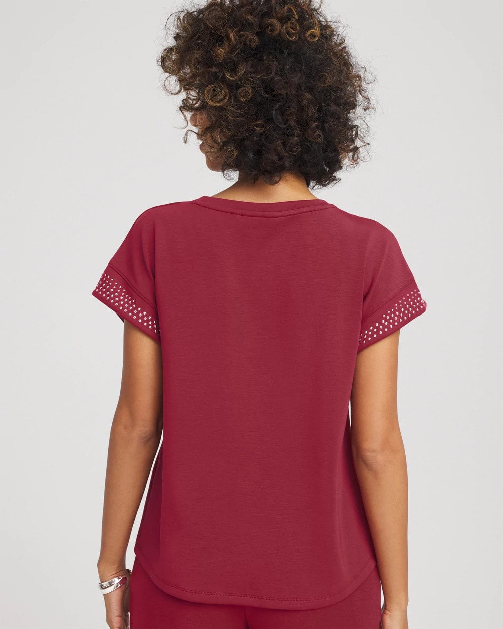 Russet Red Zenergy® Embellished Short-Sleeve Top