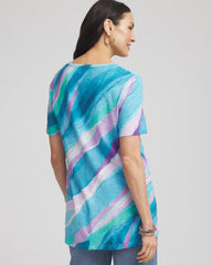 Paradiso Blue Sea Print Short Sleeve Forward-Seam Tee