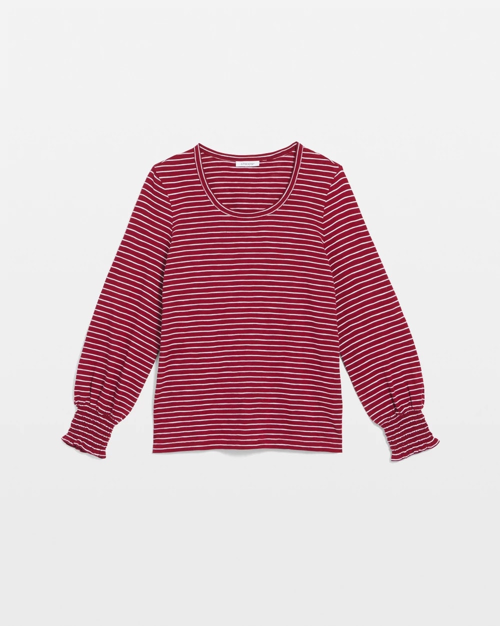 Russet Red Smocked-Sleeve Cotton-Slub Tee