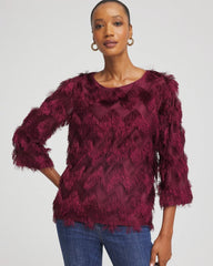 Deep Chianti Chevron Fringe Party Top
