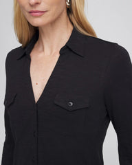 Black Collared Henley Shirt