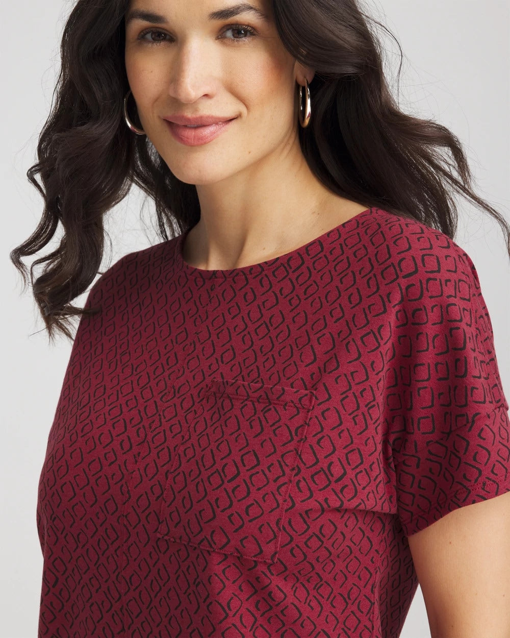 Russet Red Zenergy® UPF Geo-Print Dolman Top
