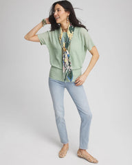 Moroccan Mint Jacquard Banded Hem Top