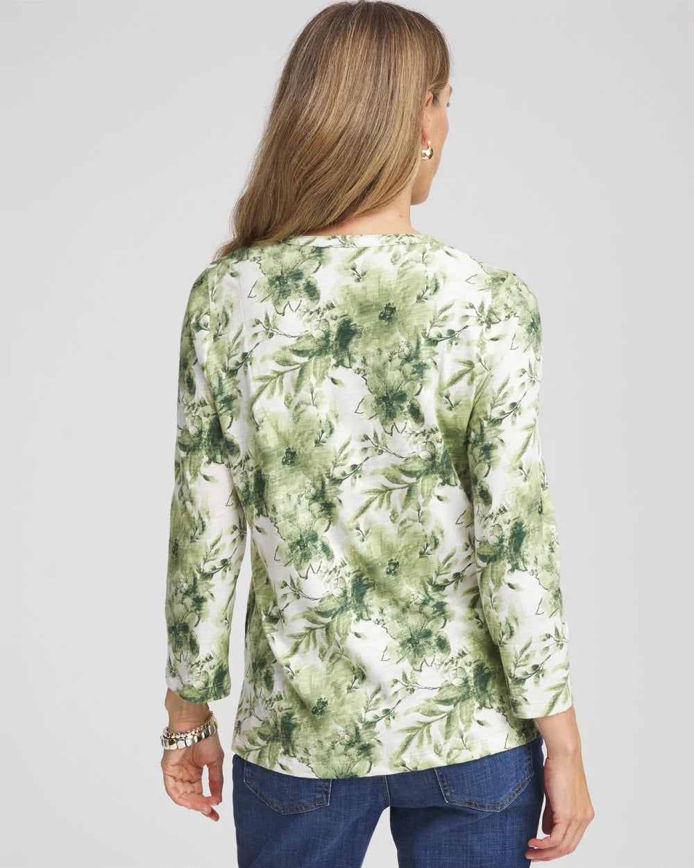 Sage Meadow Printed Slub Splitneck Henley Tee