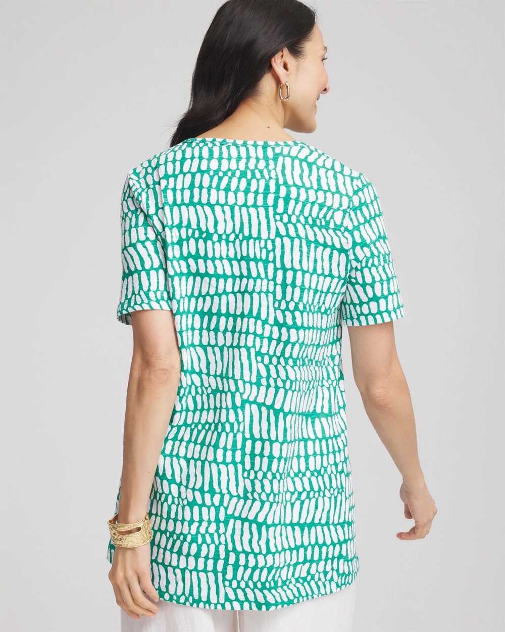 Eden Green Tropical Short Sleeve Forward-Seam Tee