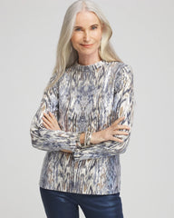 Classic Navy Sequin Reptile Funnel Neck tee