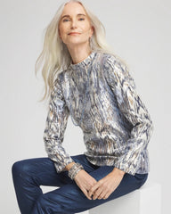 Classic Navy Sequin Reptile Funnel Neck tee