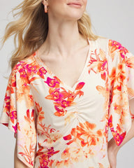 Sunset Peach Touch of Cool™ Handkerchief-Sleeve V-Neck Tee