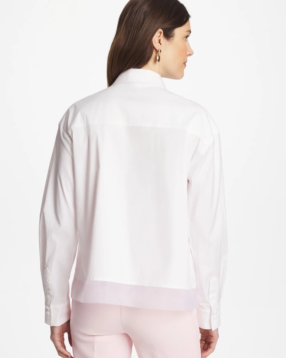 Alabaster Poplin Organza Collared Shirt