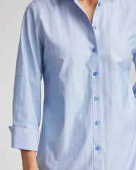Tidal Blue No Iron™ Striped Jacquard Sateen Shirt