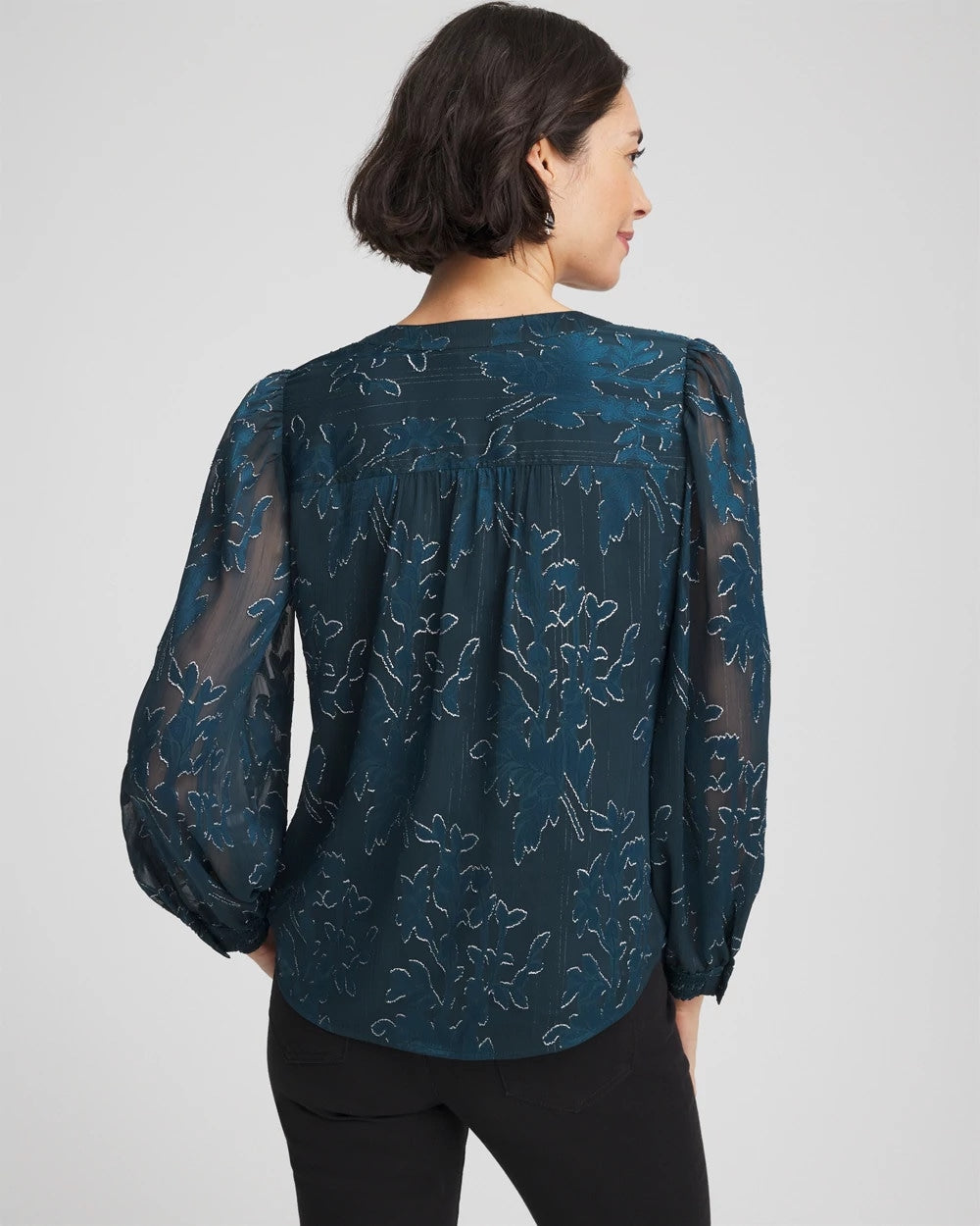 Teal Shadow Novelty Texture Blouse