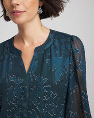 Teal Shadow Novelty Texture Blouse
