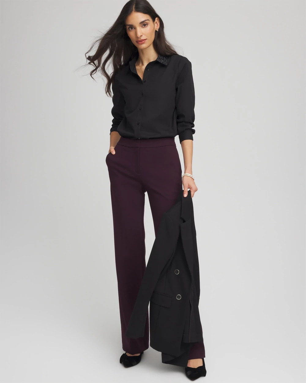 Black Tonal Jewels Poplin Shirt