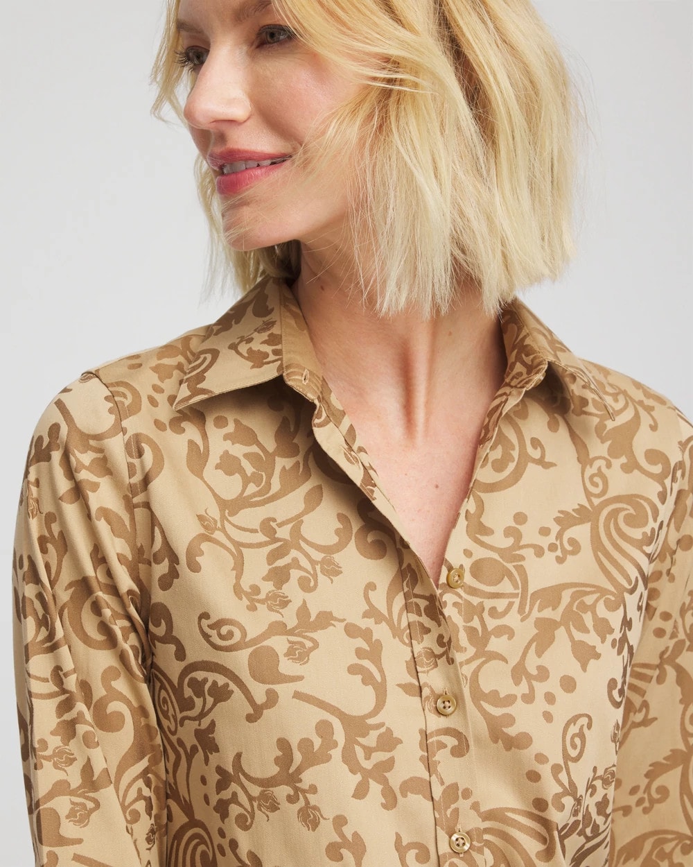 Gold No Iron™ Jacquard Scrolls  Shirt