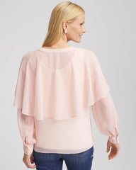Rose Smoke Georgette Cape Blouse