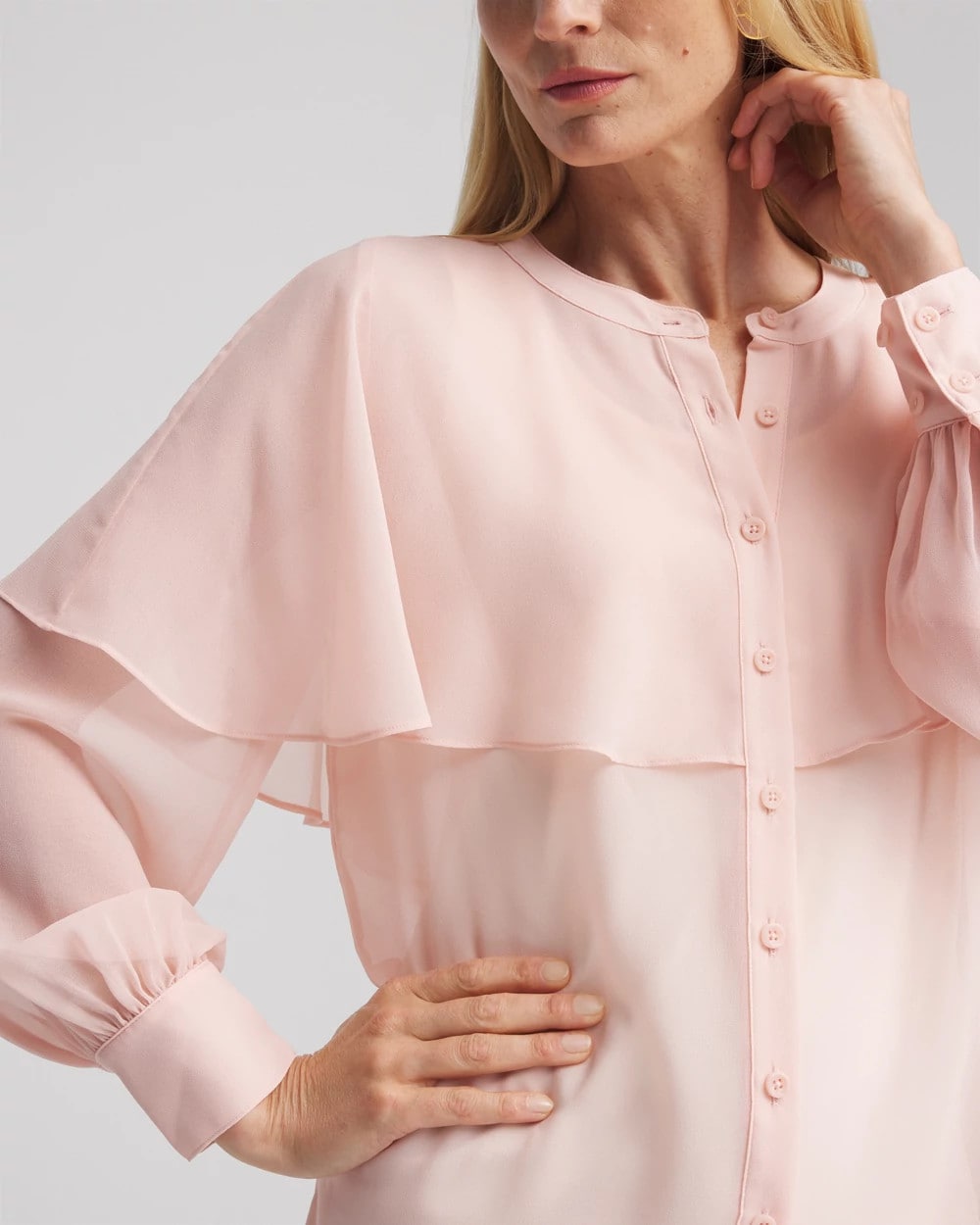 Rose Smoke Georgette Cape Blouse