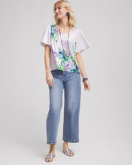 Violet Flutter Sleeve Satin Top