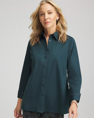 Teal Shadow Rhinestone Embellished Poplin Tunic