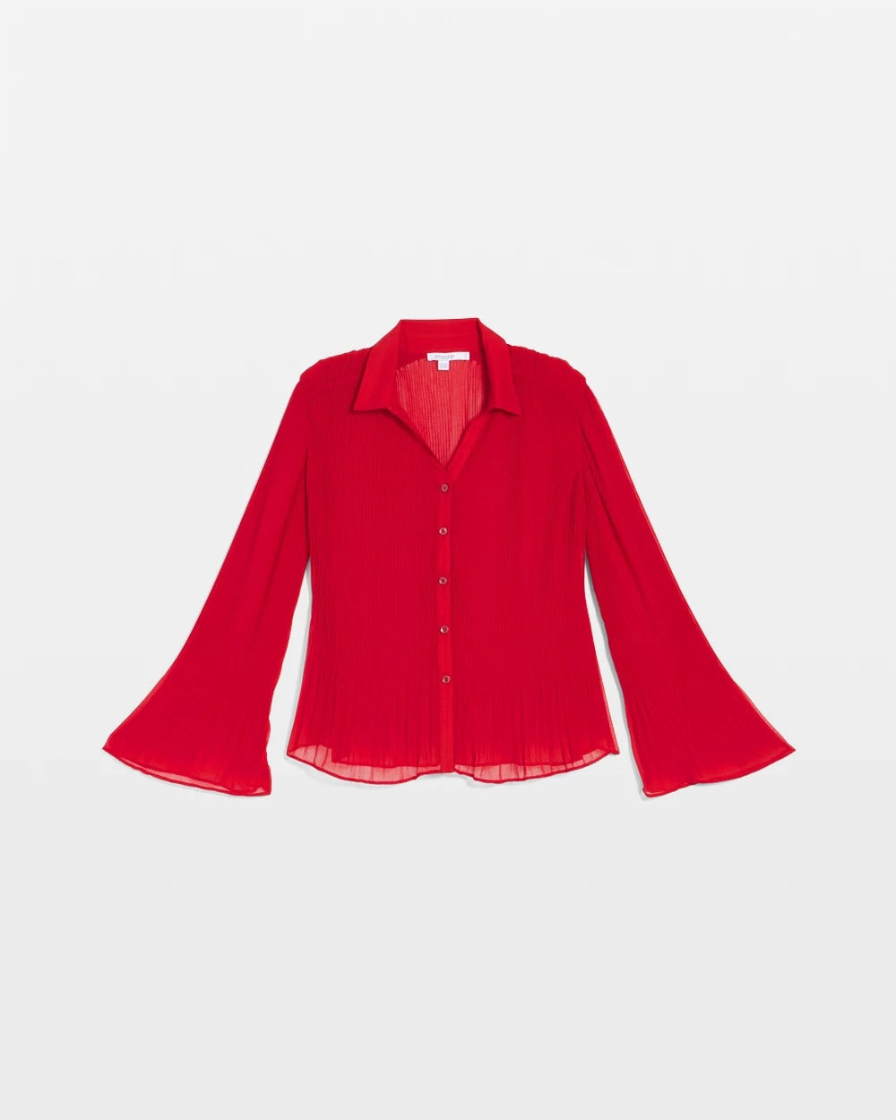 Carmine Red Pleated Georgette Blouse