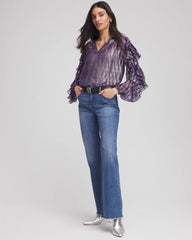Purple Elixir Georgette Ruffle Sleeve Blouse