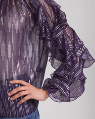 Purple Elixir Georgette Ruffle Sleeve Blouse