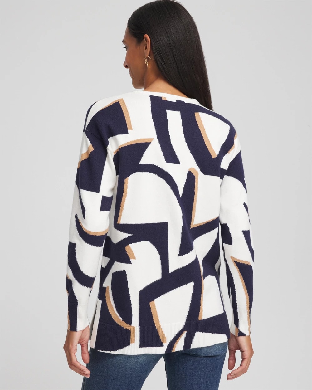 Passport Blue Geo Intarsia V-Neck Tunic