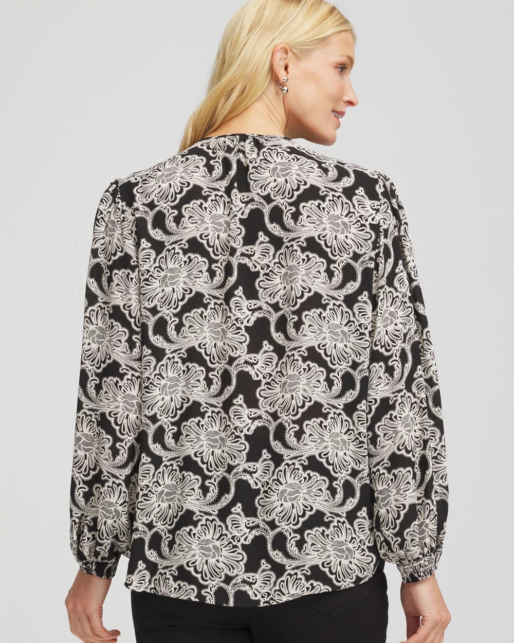 Black Caviar Bead Georgette Blouse