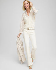 English Cream Cream Burnout Pullover Blouse