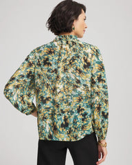Darkest Spruce Crinkle Relaxed-Fit Blouse