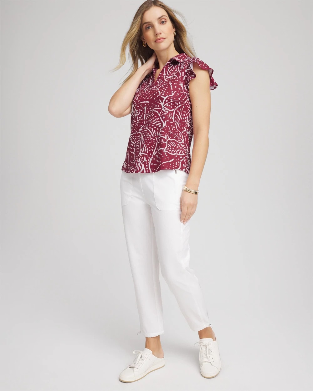 Russet Red Zenergy® UPF Printed Polo Top
