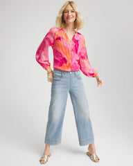 Crushed Berries Watercolor Classic Fit Chiffon Blouse