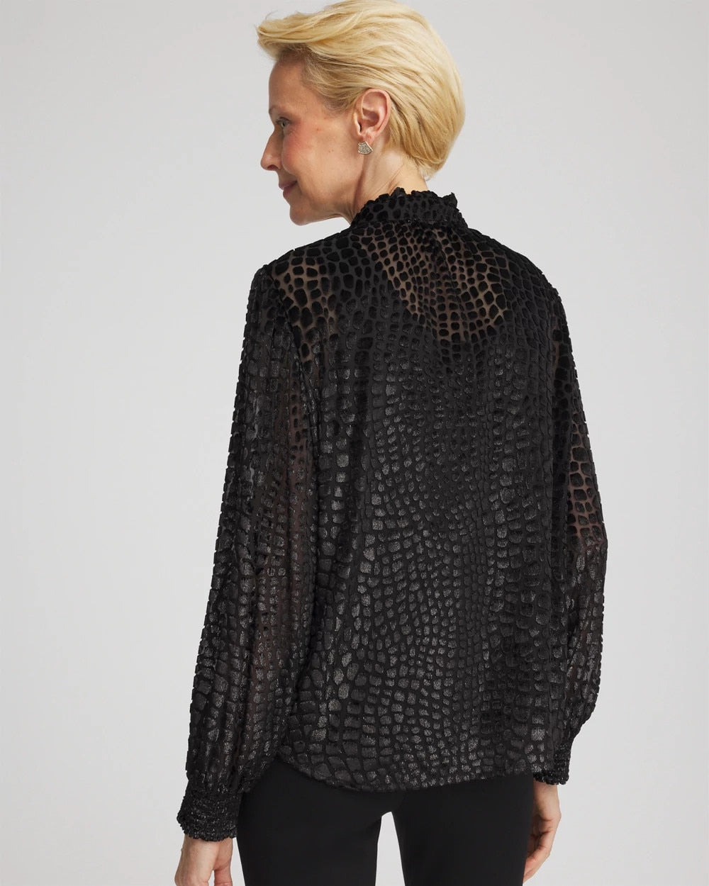 Black Burnout Velvet Blouse
