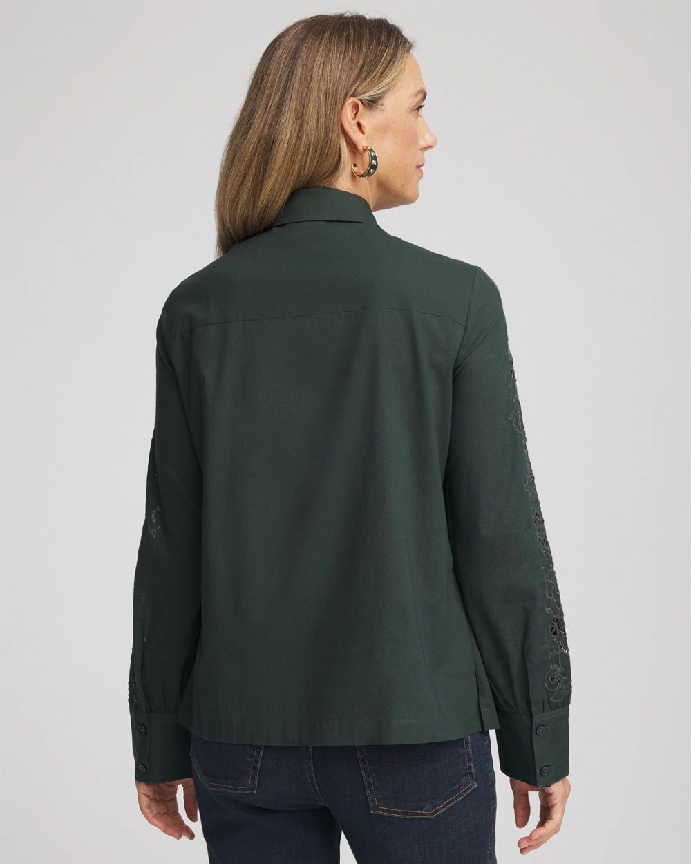 Darkest Spruce Lace Cotton Voile Shirt