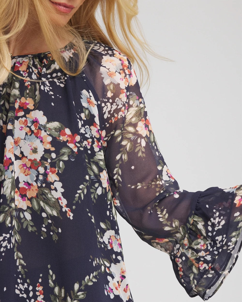 Passport Blue Floral Georgette Blouse