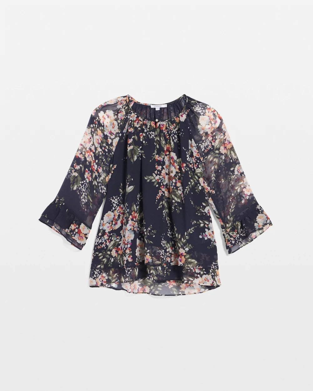 Passport Blue Floral Georgette Blouse