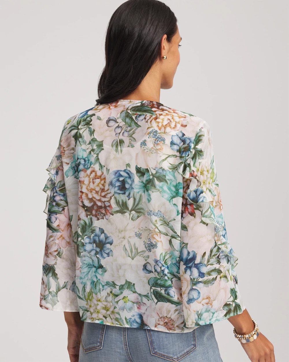 Rose Smoke Georgette Ruffled V-Neck Blouse